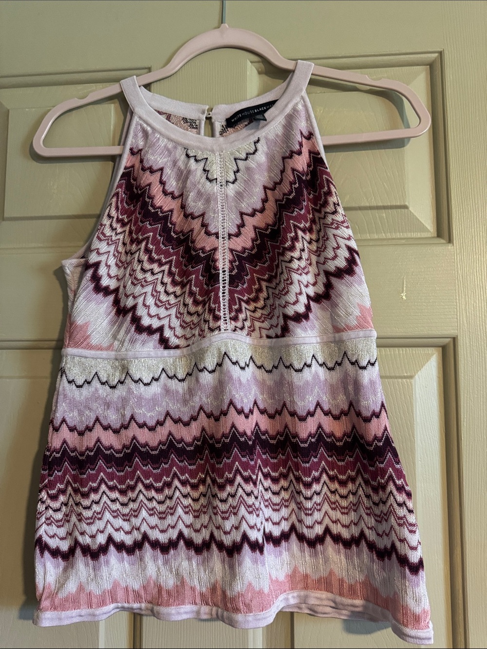 Express Pink Chevron Halter Tank with Maroon Accents